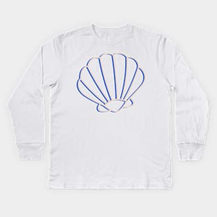 Blue and tan clam shell outline Kids Long Sleeve T-Shirt